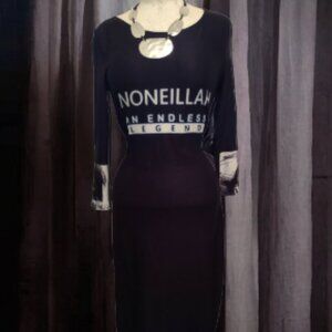 Noneillah Inspiration Word  Long Dress and Long Sleeves Black Dress